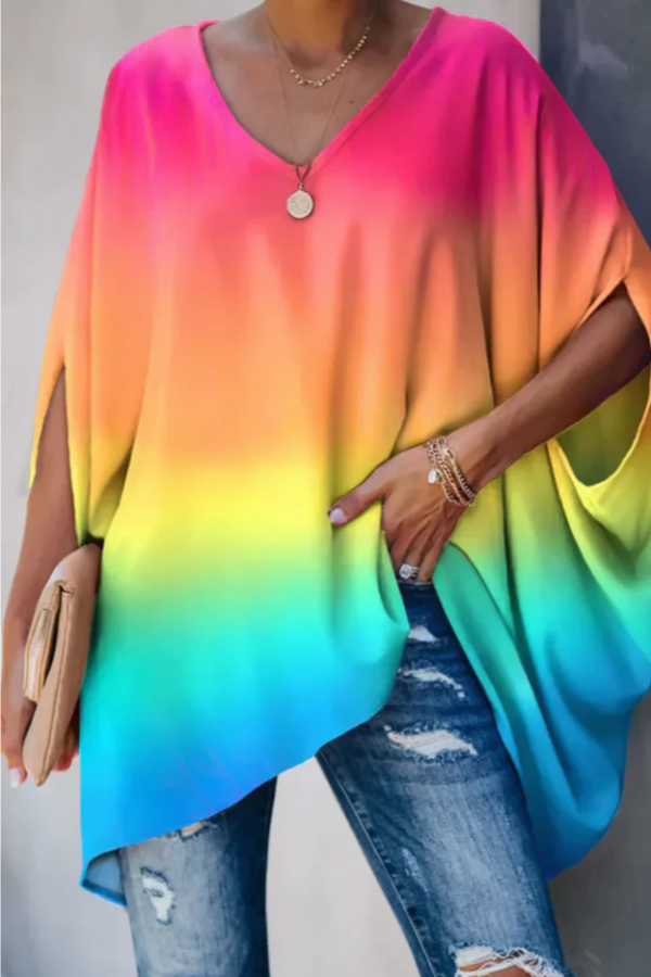 Chic women's pleated v-neck blouse. Perfect for spring casual wear or versatile office style.
