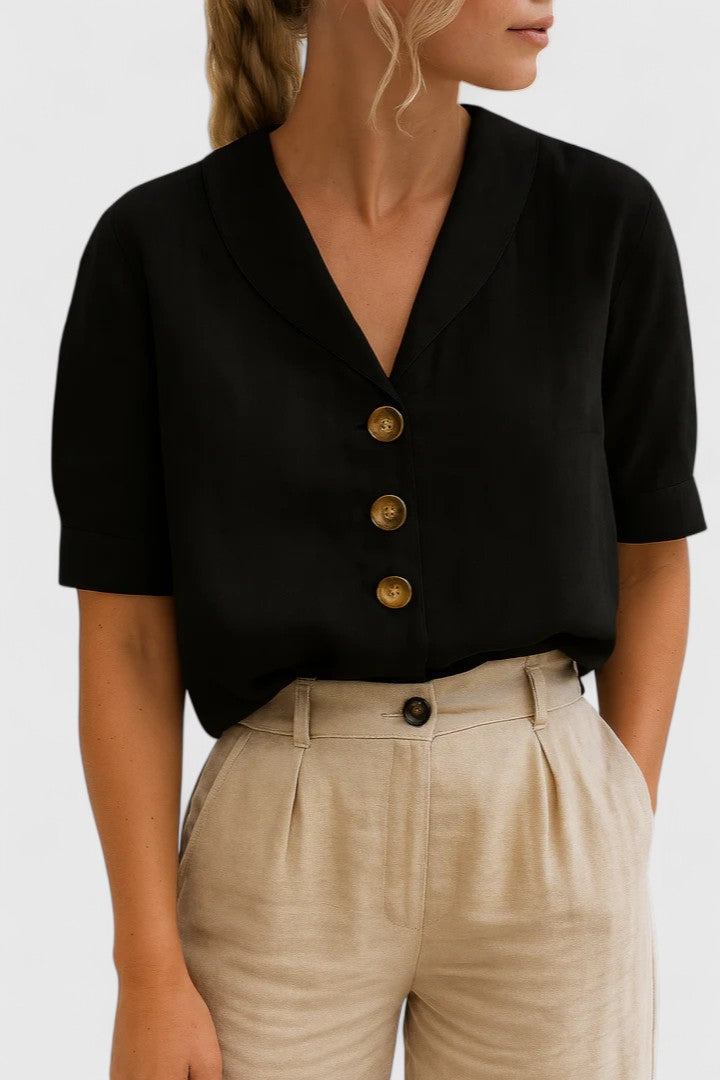Sophisticated women's blouse, a versatile and comfortable button-up top. Perfect for chic workwear, casual outings, or elegant spring fashion.