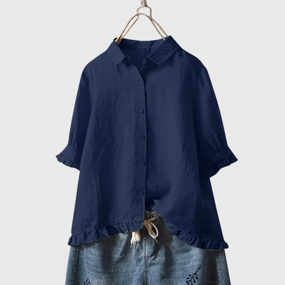 Elegant women's sophisticated long sleeve shirt for any occasion. Chic blouse style, ideal for spring fashion.