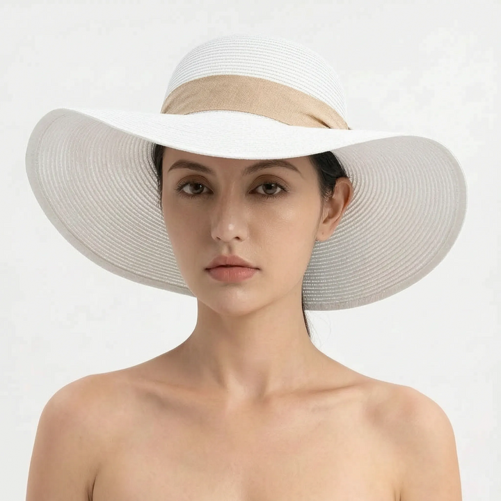 Trendy women's wide brim foldable sun hat, perfect for summer outfits, beach, and vacation adventures.