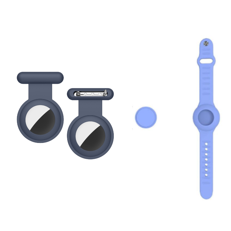 Kids' safety tracking kit showing a child wearing the discreet locator device with parent monitoring