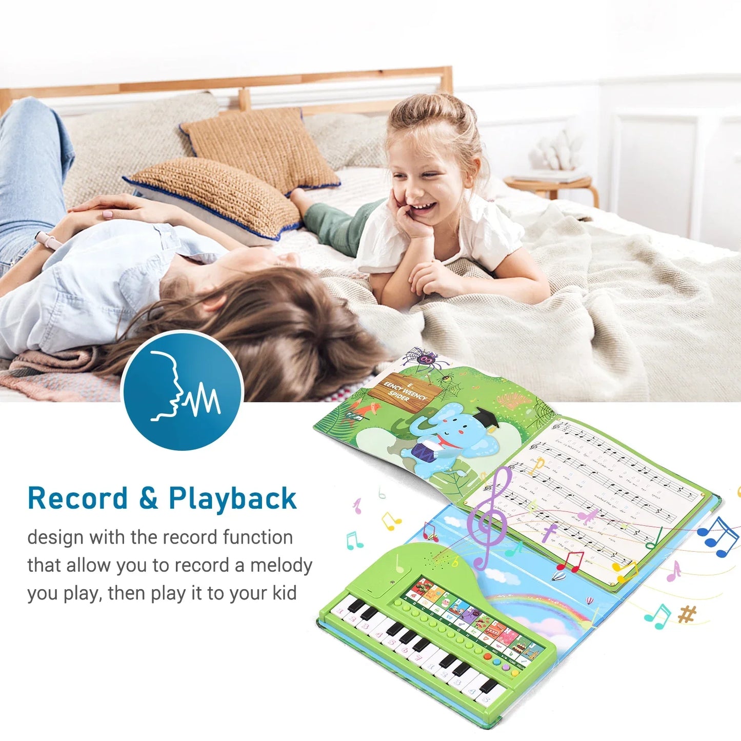 Educational musical toy: a piano book designed for early childhood skill development