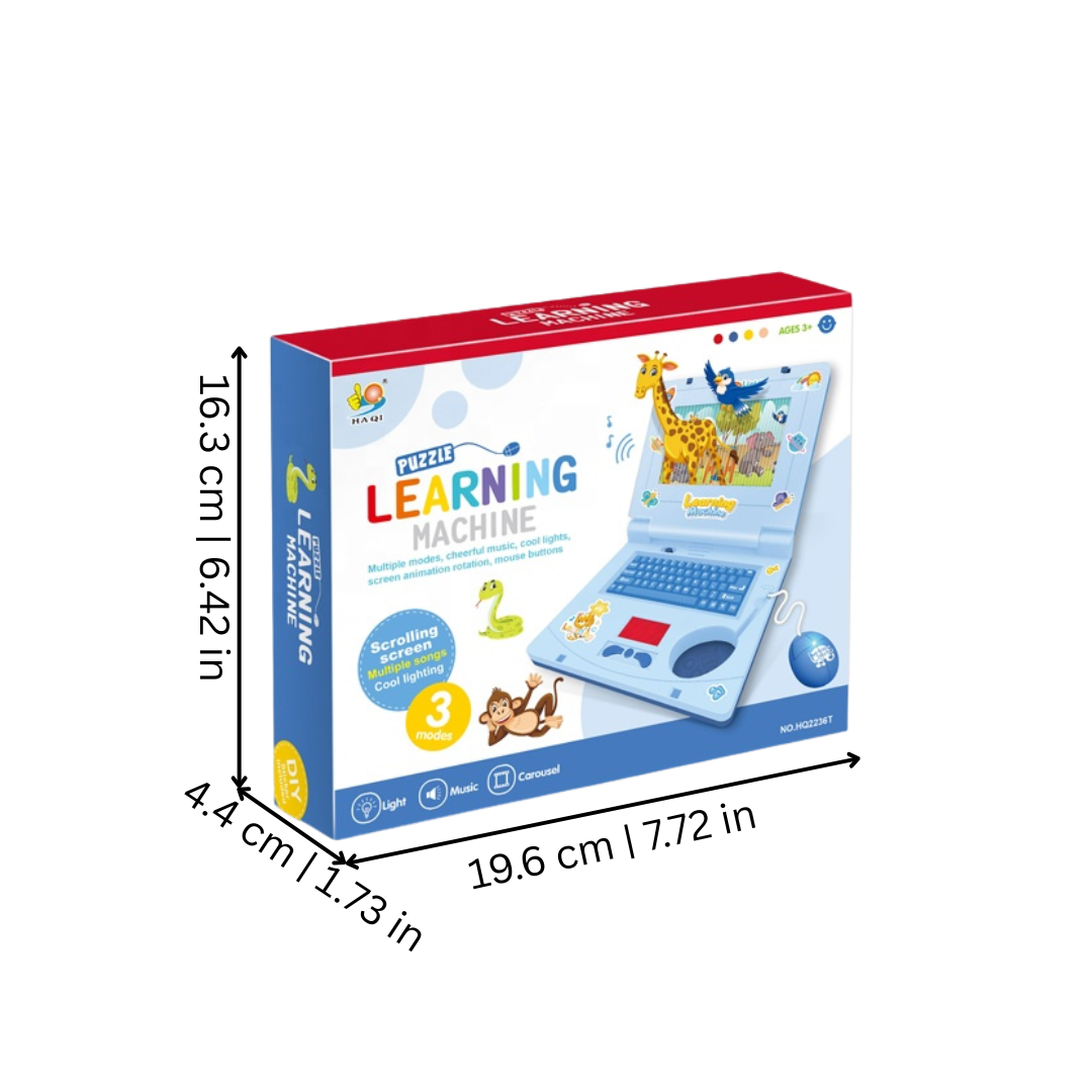 Portable kids' educational laptop toy with musical keys, an engaging screen, enhancing English skills.