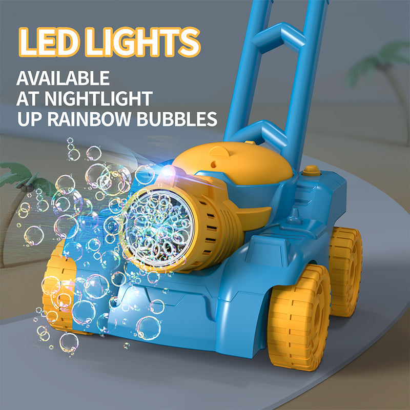 Kids playing with a green bubble machine toy, developing motor skills, preschool toy gift