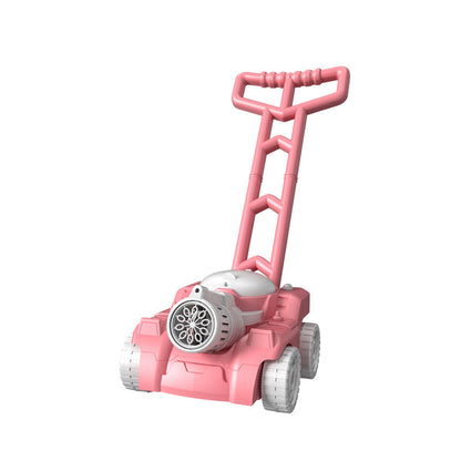 A child's hand guiding a yellow bubble mower, promoting active play, great children's gift