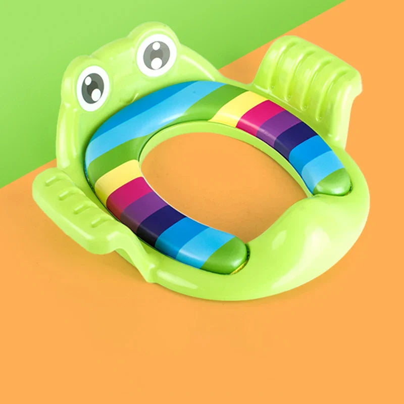 Universal cushioned toilet trainer for toddlers, promotes proper posture and comfort during potty use