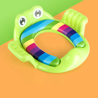 Universal cushioned toilet trainer for toddlers, promotes proper posture and comfort during potty use