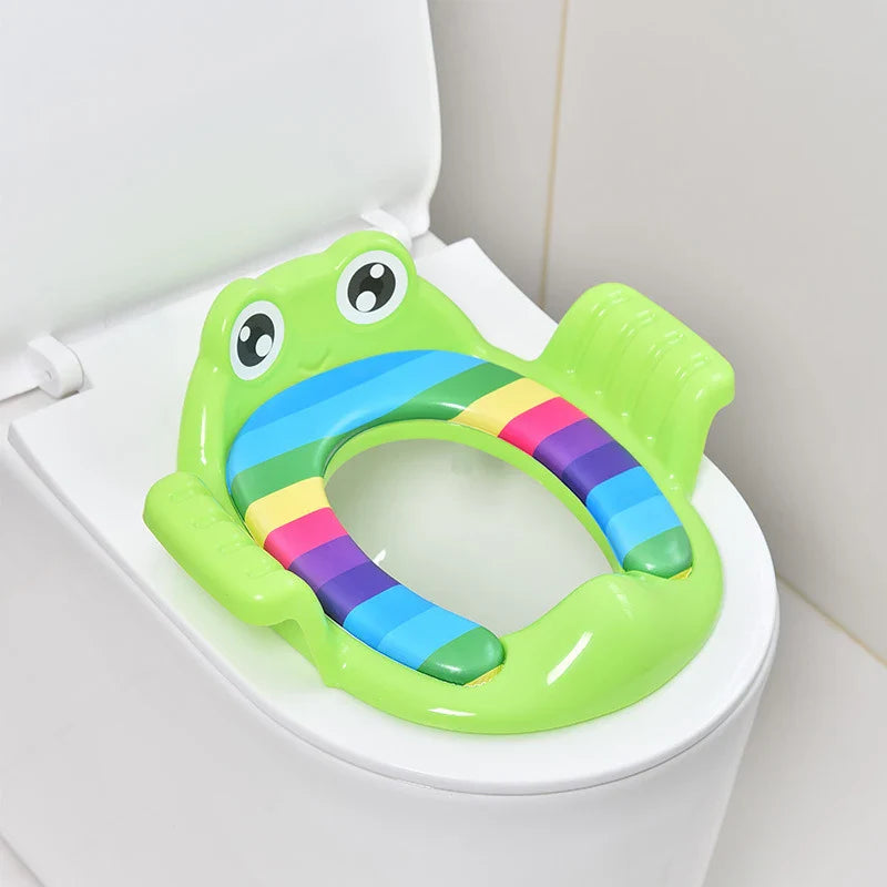 Kids' soft-grip potty training seat, ideal for small bottoms, aids in independent toilet use for toddlers
