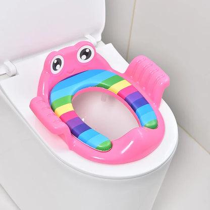 Compact and durable potty training seat for children, with built-in handles for security and confidence