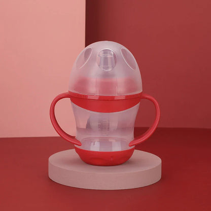 Child's leakproof cup, blue, with a comfortable handling loop, portable for travel