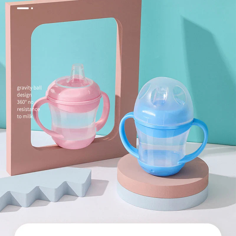 Kids water bottle, 12 oz, spill-proof silicone spout, infant feeding, baby essentials