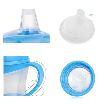 Cute child's water bottle, yellow, with integrated handle, anti-leak design for kids