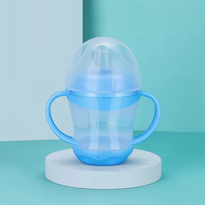 Toddler's portable drinkware, orange, leakproof PP bottle with easy-hold handle