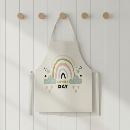 Kids' role-play apron with various vehicles, providing stain protection for creative play