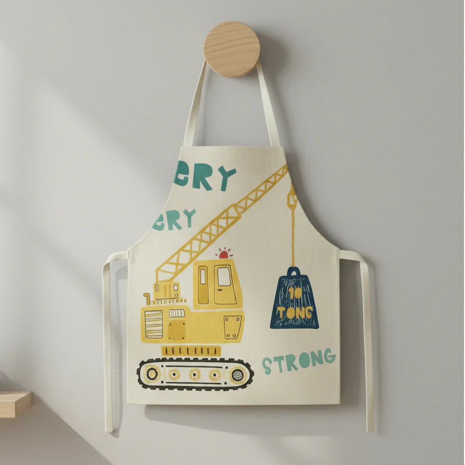 Rainbow pattern kids' art smock, protecting clothes during creative play and cooking activities