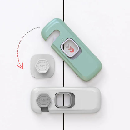 Child safety cabinet lock, white, for drawers & doors, prevents baby access to hazards.