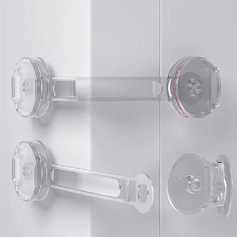 Home security for toddlers: 5 clear adhesive child locks for cabinets and drawers, multi-purpose