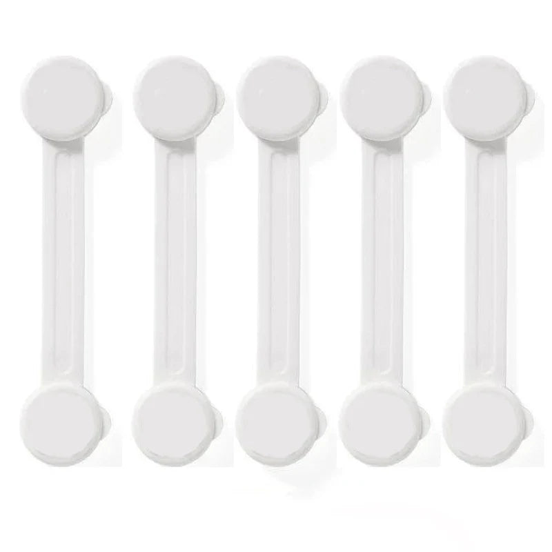 Multi-purpose child safety locks (5) for cabinets and drawers, clear baby proofing home security