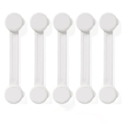 Multi-purpose child safety locks (5) for cabinets and drawers, clear baby proofing home security