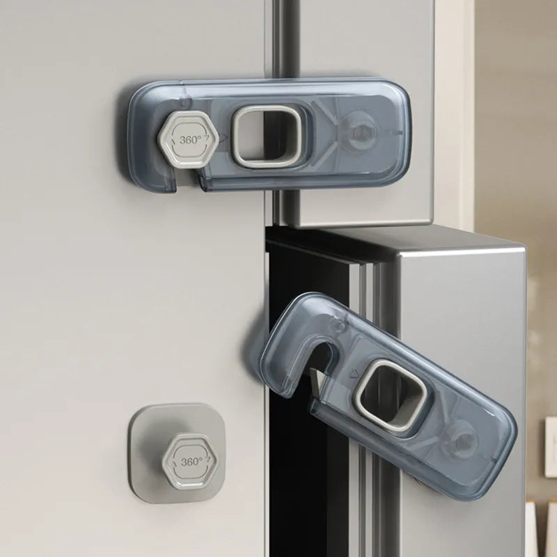 Child safety gray-blue plastic refrigerator lock, multi-function for baby proofing home