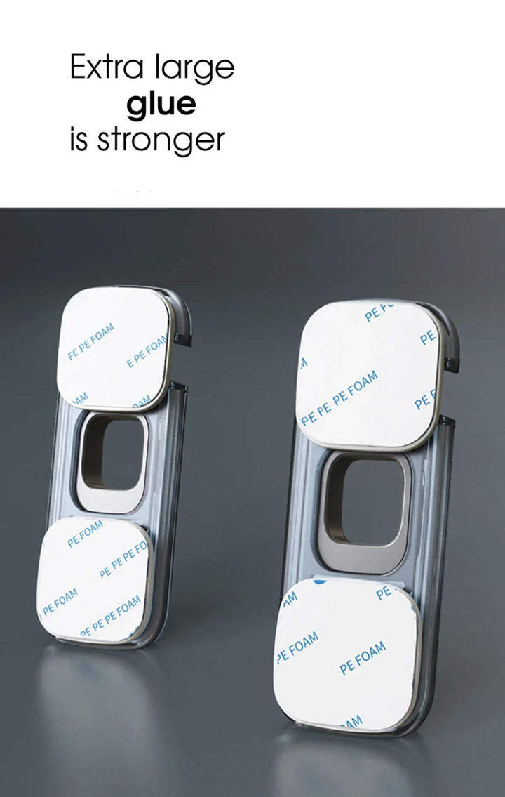 Secure gray-blue plastic child lock on a refrigerator, providing home security and baby safety