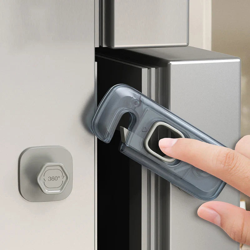 Versatile gray-blue child safety lock, suitable for refrigerators, cabinets, and drawers