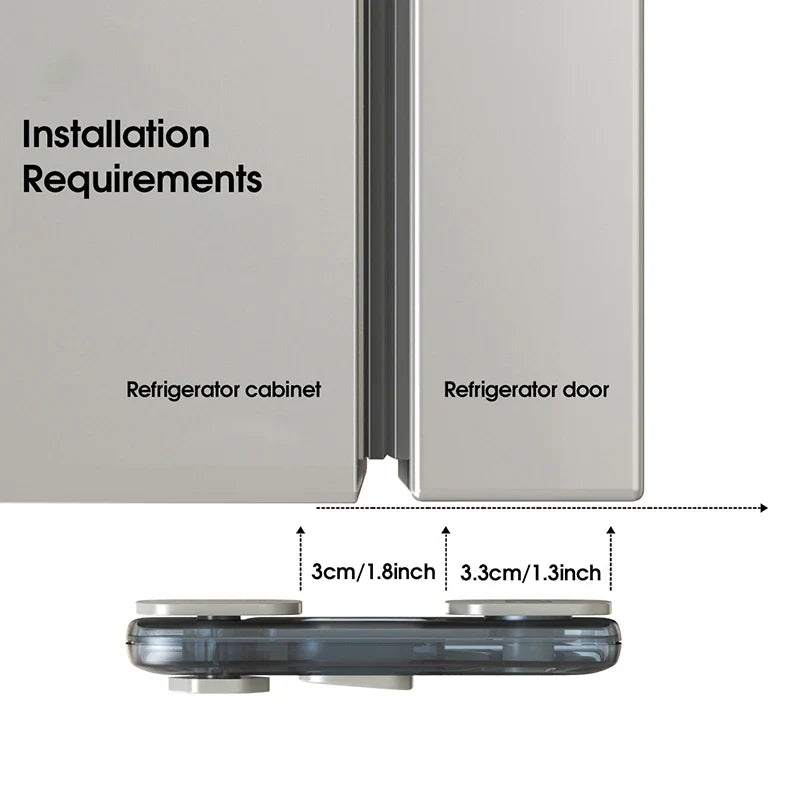 Close-up of gray-blue plastic child lock securing a kitchen cabinet, baby proofing essential