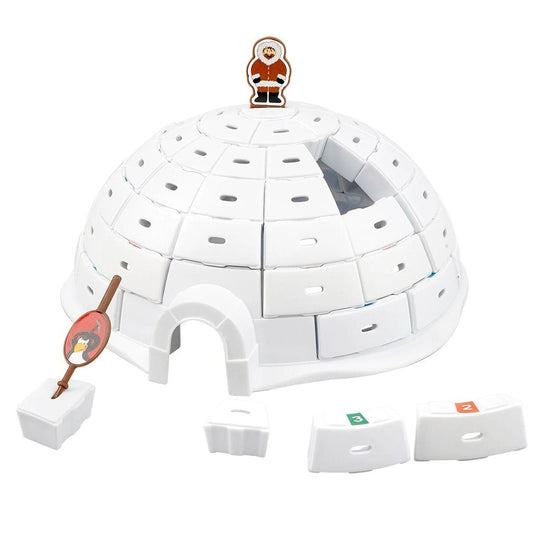 Children playing the Igloo Ice Challenge board game with penguin figure on melting ice.