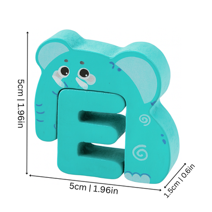 Close-up of a 'C' wooden alphabet puzzle piece, part of an educational toy for kids' cognitive development.