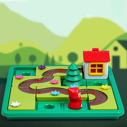 Children playing with colorful brain teaser puzzle, educational STEM toy boosting cognitive skills