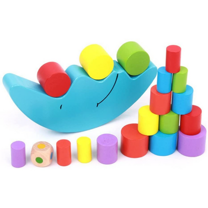Preschool children's wooden stacking toy, Moon Balance Game, promoting problem-solving