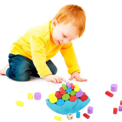Kids engaging with the Wooden Moon Stacking Balance Game, developing coordination
