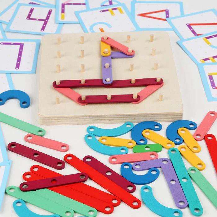 Montessori wooden pegboard toy for toddlers, enhancing fine motor skills & creative play.