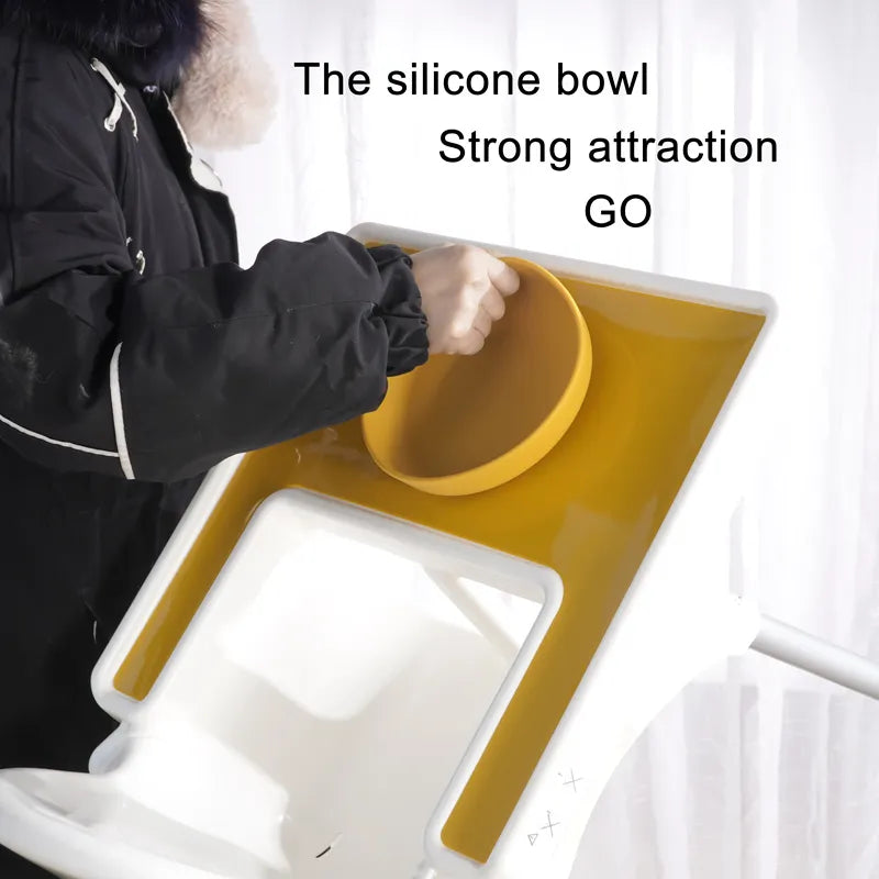 Soft touch silicone kid's bowl, BPA-free, gentle on gums, ideal for weaning.