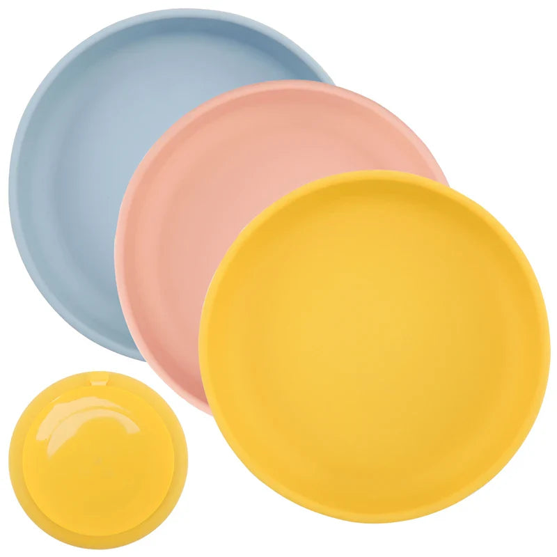 Soft blue silicone baby bowl, perfect for safe and easy toddler feeding. BPA-free tableware.
