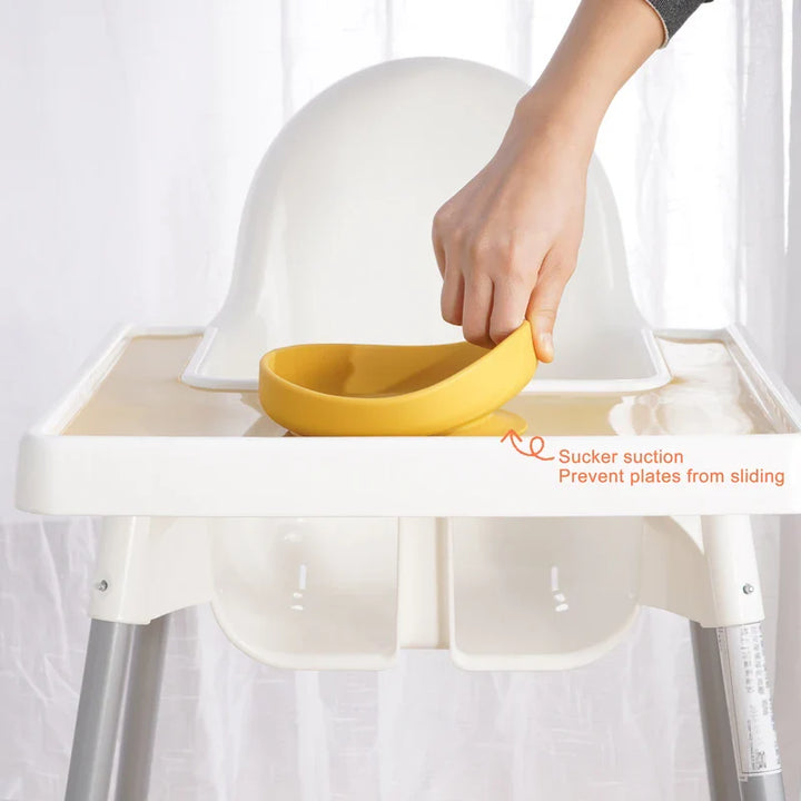 Grey silicone feeding bowl, durable and BPA-free, excellent for baby and child mealtime.