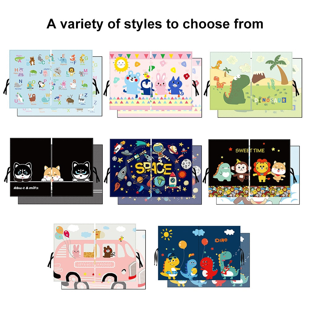 Kids car decor: A fun patterns car sunshade, providing sun protection and adding character to the vehicle.