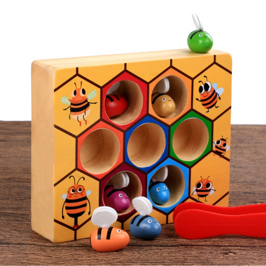 Children's colorful beehive sorting puzzle for fine motor skills & preschool learning