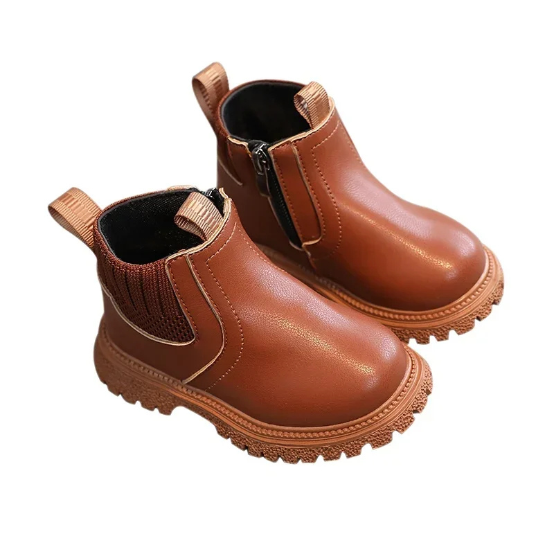 Children's neutral-colored non-slip cozy winter boots, durable and warm footwear for all kids.