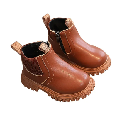 Children's neutral-colored non-slip cozy winter boots, durable and warm footwear for all kids.