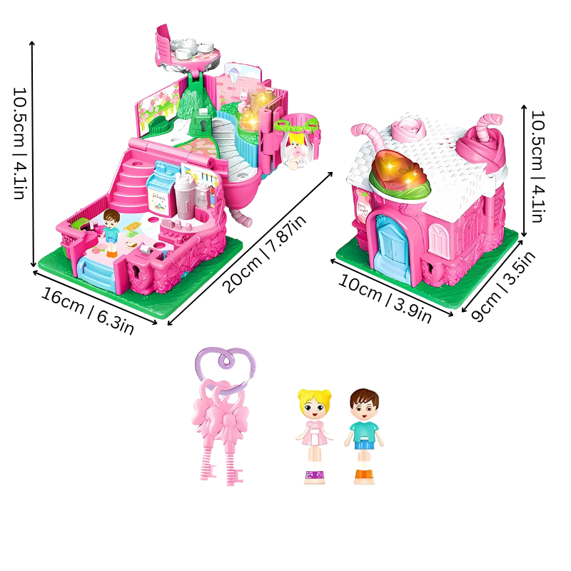 Developmental toy dollhouse for children, promoting creative play and fine motor skills.