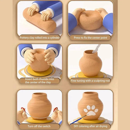 Educational pottery kit for kids, containing everything needed for a fun DIY craft activity