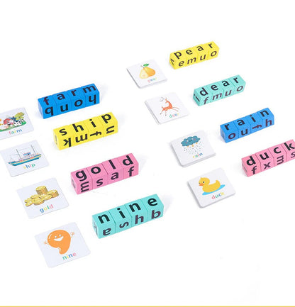 Montessori educational toy: Wooden alphabet blocks for English spelling game, perfect for kids