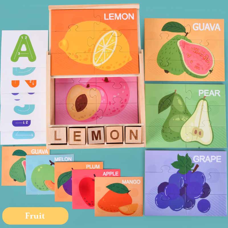 Vibrant wooden pegged letter puzzle, an ideal educational toy for children