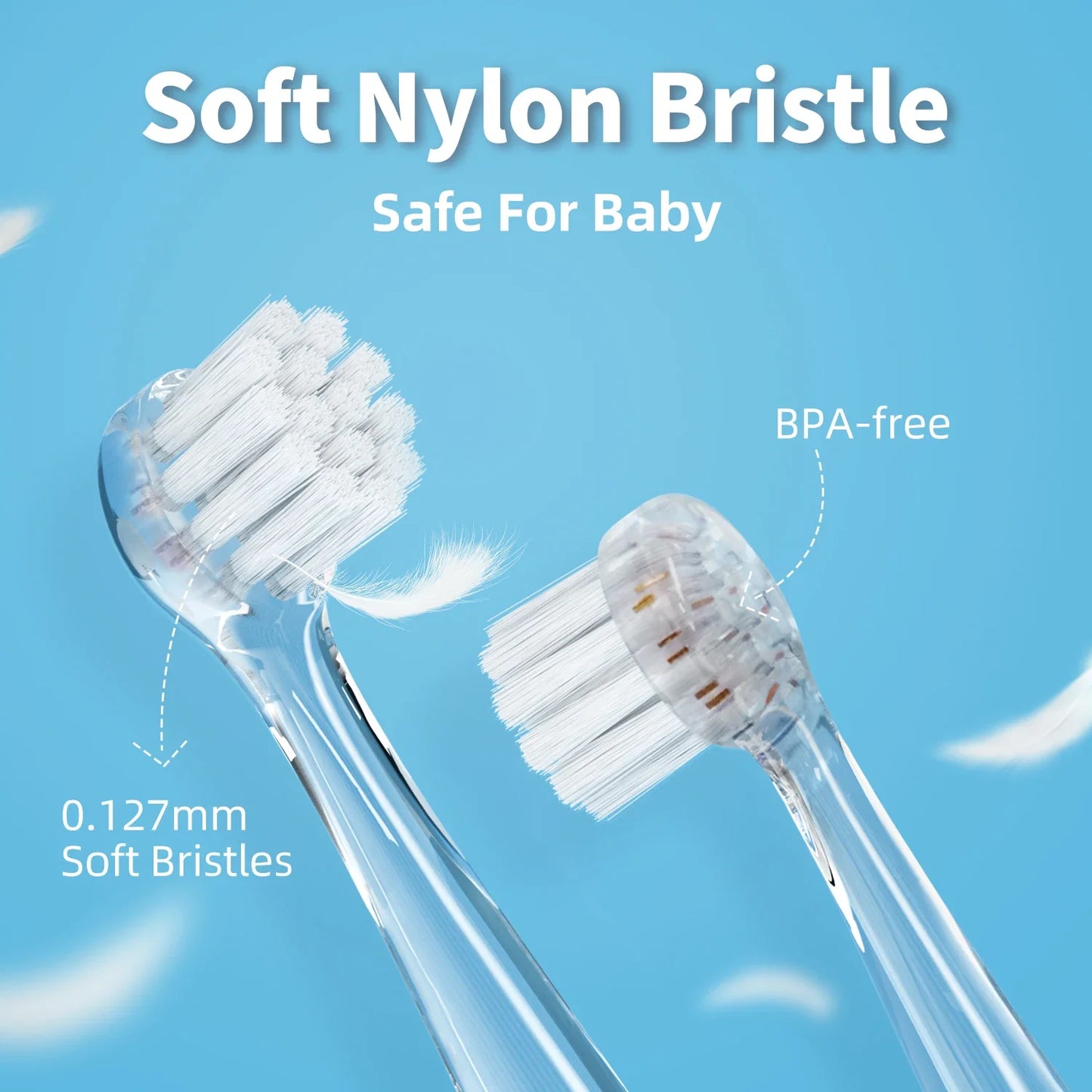 Baby health: Waterproof electric toothbrush for children with a fun cartoon design & smart timer.
