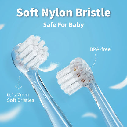 Baby health: Waterproof electric toothbrush for children with a fun cartoon design & smart timer.
