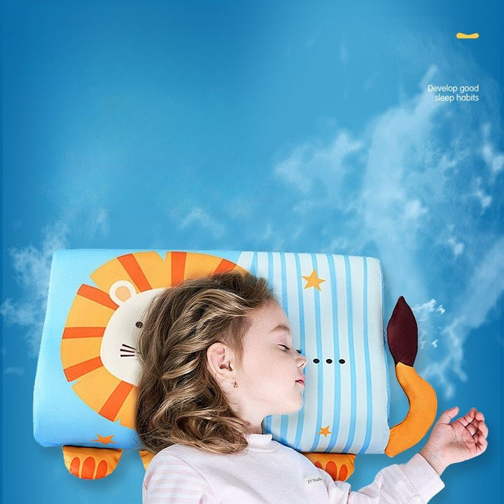 Breathable memory foam children's pillow offering ergonomic neck support for comfortable kid sleep.