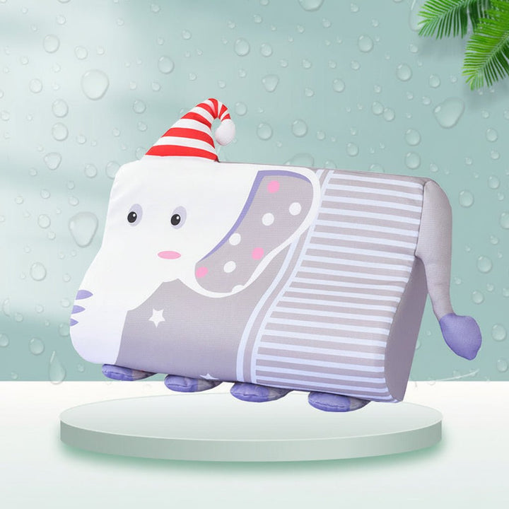 Cute animal baby pillow with ergonomic design, providing gentle neck support for healthy sleep.