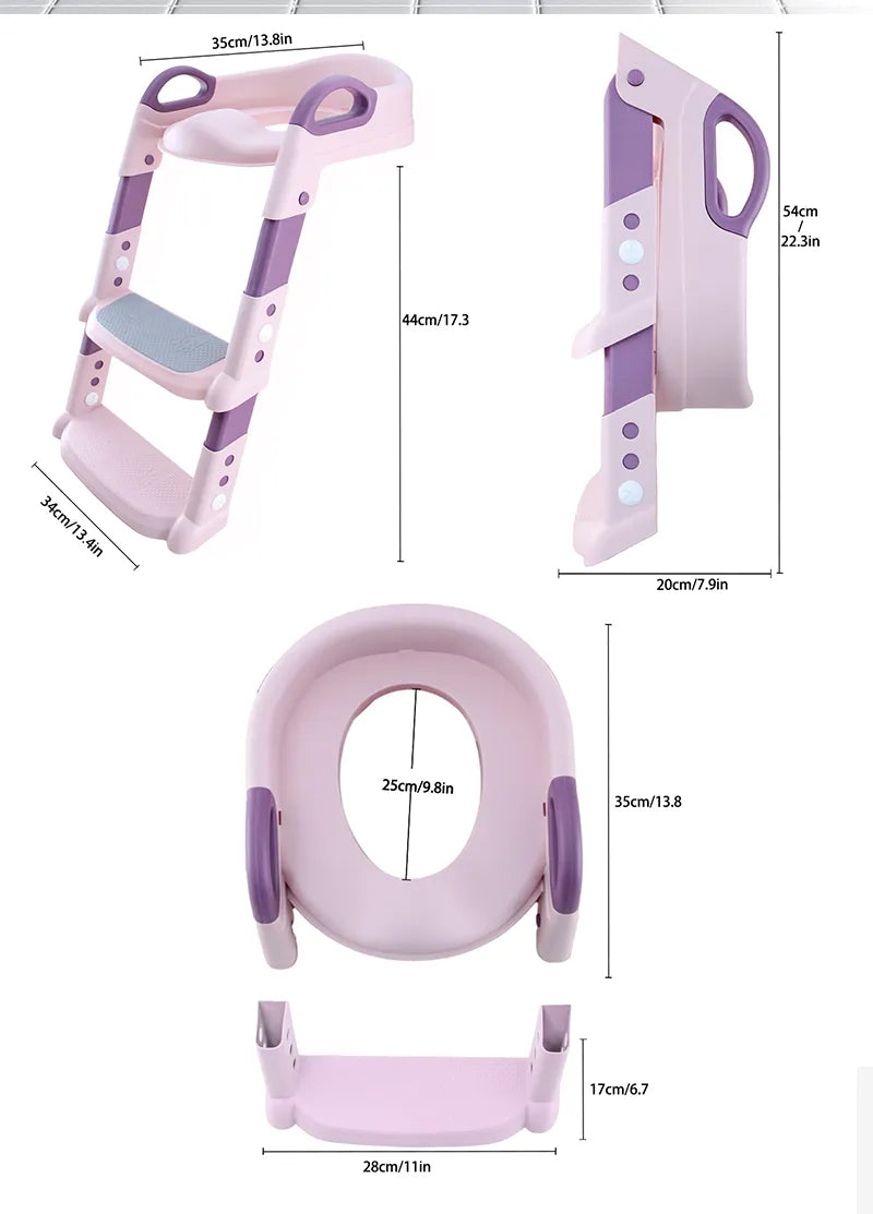 Foldable potty training stool for kid's bathroom, a safe and practical step-up solution for toddlers.