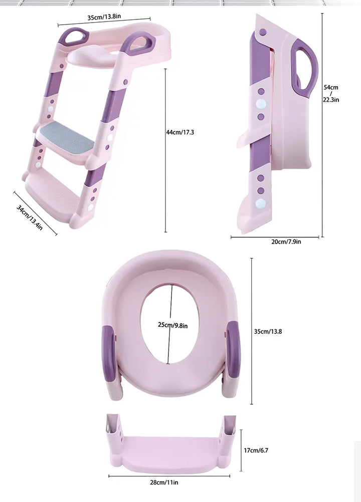 Foldable potty training stool for kid's bathroom, a safe and practical step-up solution for toddlers.